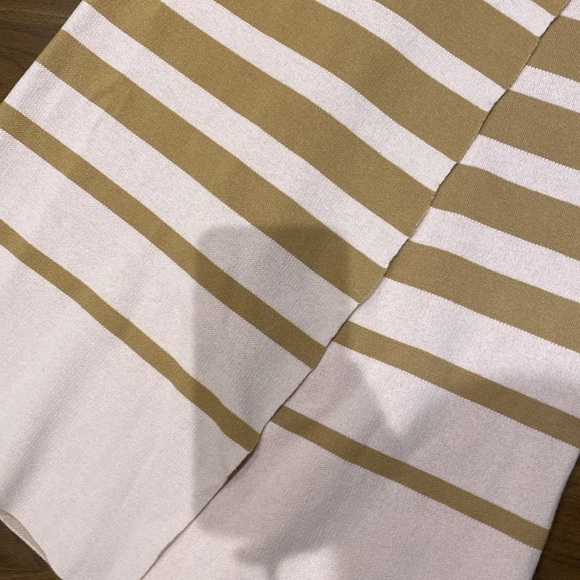 JOOSTRICOT / PEACHSKIN brown pink camel striped wrap effect skirt Ponte midi XS - Picture 6 of 7